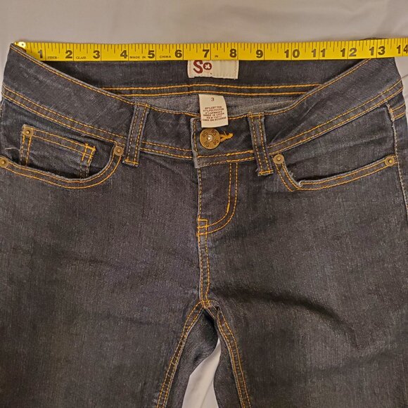 SO Juniors Super Skinny Dark Blue Low-Rise Jeans Long Inseam - (3 Juniors) - Picture 7 of 13